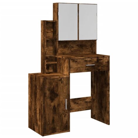 Coiffeuse,Table de maquillage avec armoire chêne fumé 80x35x132 cm CFW620817