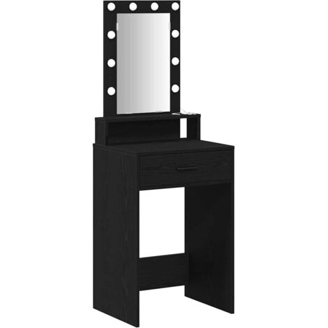 Coiffeuse,Table de Maquillage avec des lumières LED en chêne noir 50x41x140 cm CFW286813