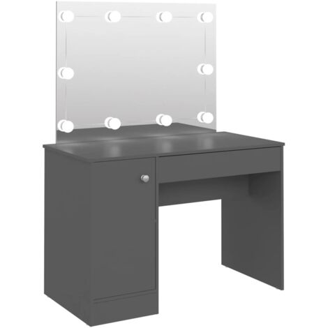 Coiffeuse，Table de Maquillage avec éclairage LED 110x55x145 cm MDF Gris CFW946930