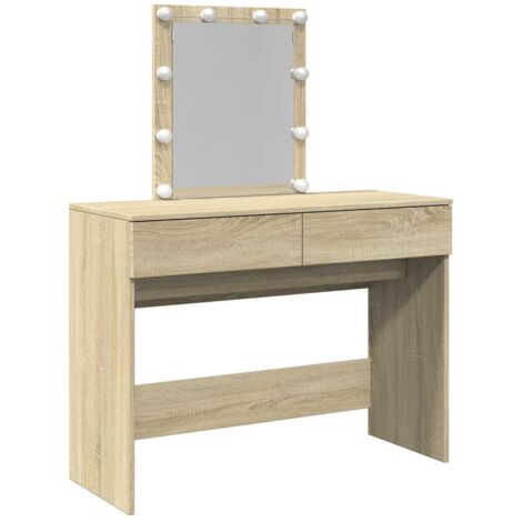 Coiffeuse,Table de maquillage avec LED chêne sonoma 100x40x130 cm CFW710388