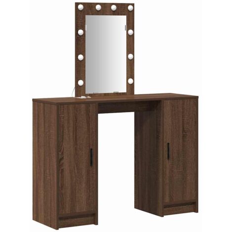 Coiffeuse，Table de Maquillage avec lumières LED Chêne brun 102x33x135 cm CFW671905