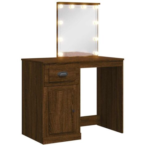 Coiffeuse，Table de maquillage avec lumières LED chêne marron 90x42x132,5 cm CFW673215