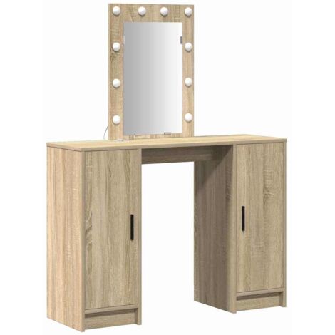 Coiffeuse，Table de Maquillage avec lumières LED en chêne Sonoma, 102x33x135 cm CFW336672