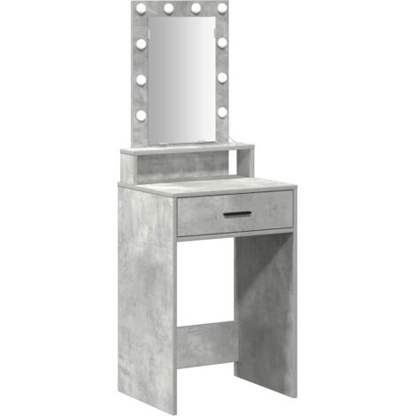 Coiffeuse，Table de Maquillage avec lumières LED Gris béton 50x41x140 cm CFW487044