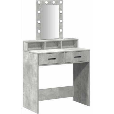 Coiffeuse，Table de Maquillage avec lumières LED grise en béton 79x41x140 cm CFW621068