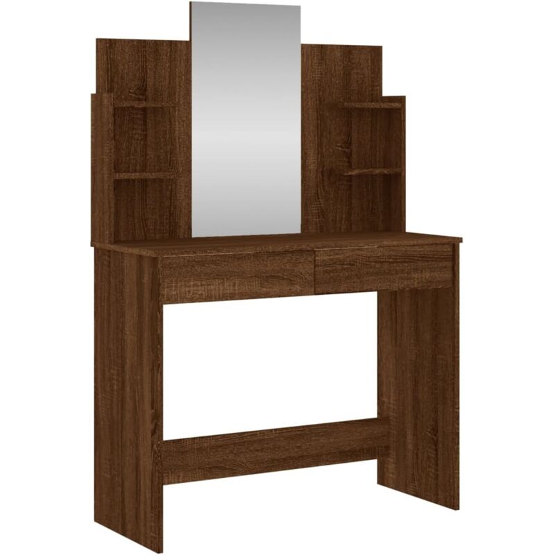 Coiffeuse，Table de maquillage avec miroir chêne marron 96x39x142 cm CFW193668