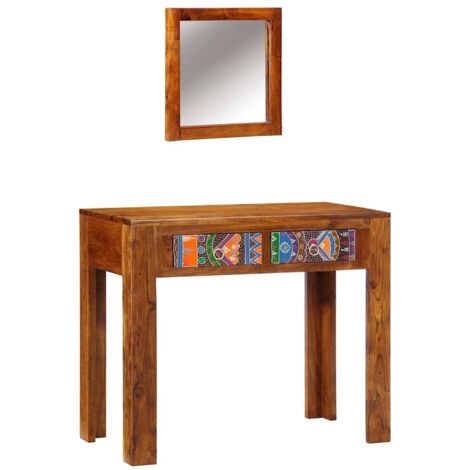 Coiffeuse，Table de Maquillage avec miroir en bois d'acacia couleur miel CFW554748