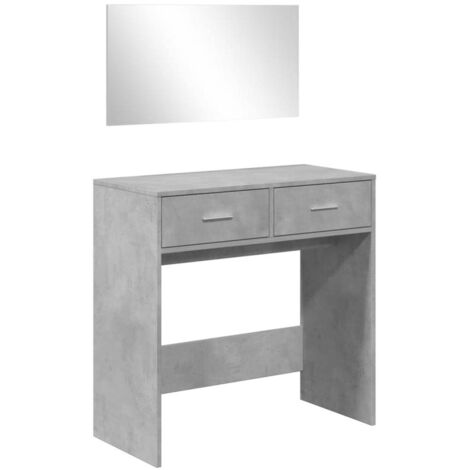 Coiffeuse，Table de maquillage avec miroir gris béton 80x39x80 cm CFW220036