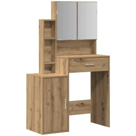 Coiffeuse,Table de maquillage chêne artisanal 80 x 35 x 132 cm Bois d'ingénierie CFW532967