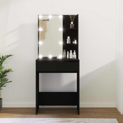 Coiffeuse,Table de Maquillage Moderne avec LED Noir 60x40x140 cm -BV14627