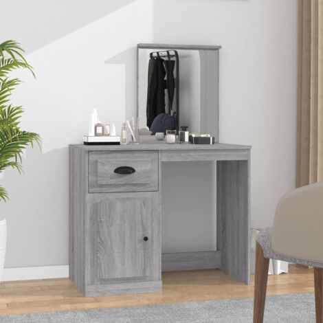Coiffeuse,Table de Maquillage Moderne avec miroir sonoma gris 90x50x132,5cm bois ingénierie -BV84840