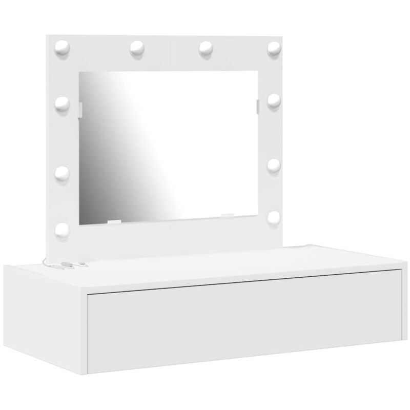 Coiffeuse，Table de Maquillage murale avec lumières LED - Blanc CFW229462