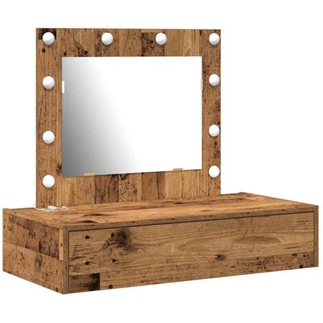 Coiffeuse,Table de Maquillage Murale avec Lumières LED Bois Vieilli CFW559285