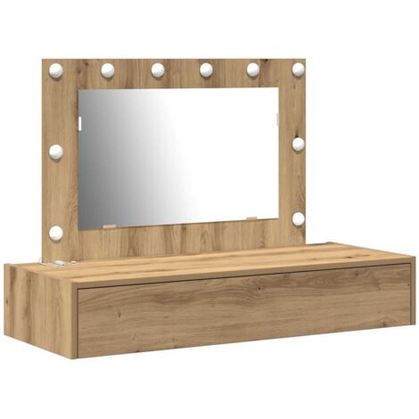 Coiffeuse，Table de Maquillage Murale avec Lumières LED Chêne Artisan CFW581112