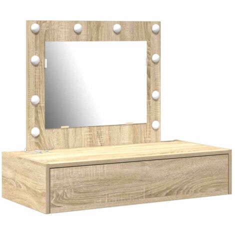 Coiffeuse,Table de Maquillage Murale avec Lumières LED Chêne Sonoma CFW552661