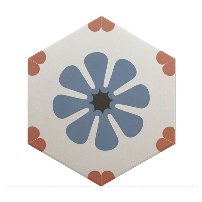 Carrelage sol / mur hexagonal à motif coloré 17,5x20 cm coimbra bella blue 30658 (vendu par boite de 0,71m2)