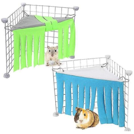 Coin cachette pour petits animaux, niche en polaire, hamac et lit pour cochon d'Inde ou furet mignon, bleu et vert