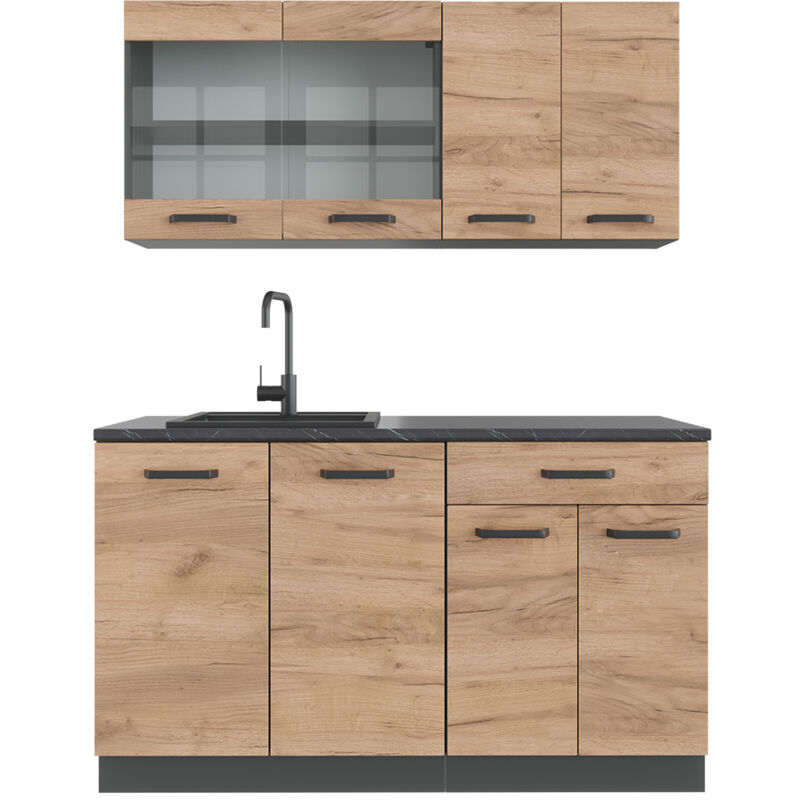 Cuisine R-Line, Chêne doré/anthracite, 140 cm sans plan de travail Vicco