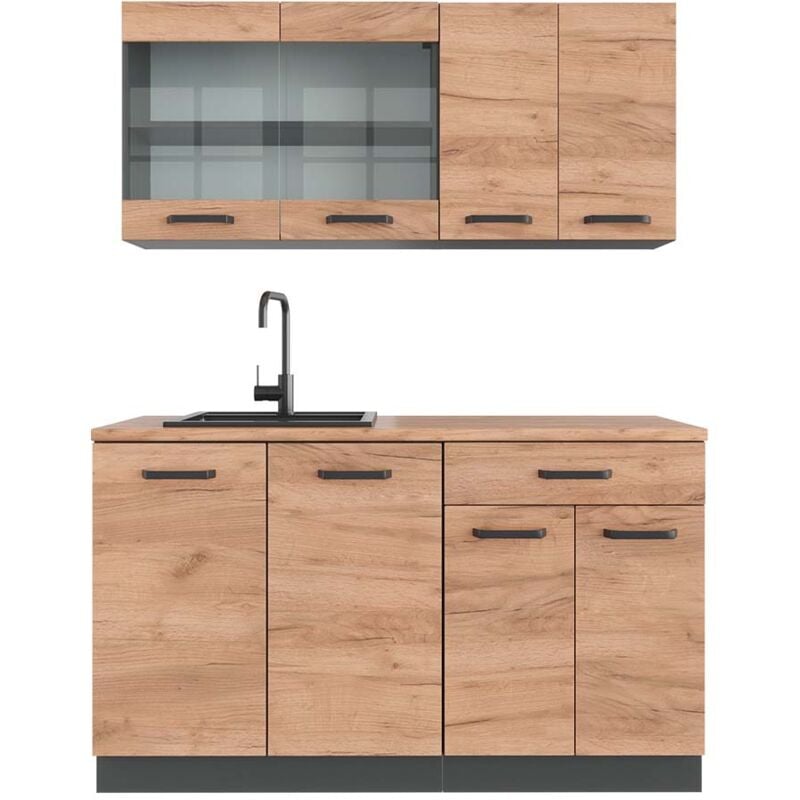 Cuisine R-Line, Chêne doré/anthracite, 140 cm, pt Chêne Vicco