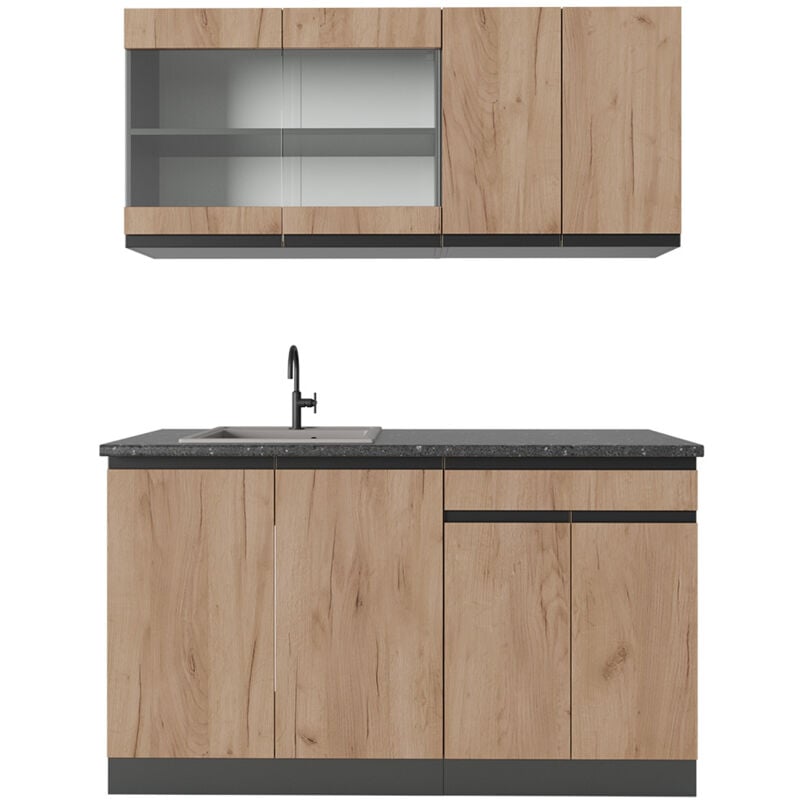 Cuisine R-Line, Chêne doré/anthracite, 140 cm, pt Anthracite Vicco