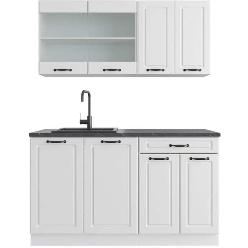 Cuisine R-Line, Blanc campagne/blanc, 140 cm sans plan de travail Vicco