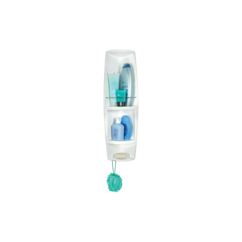 Meuble d'angle de douche d'angle mode'le Airone blanc 16x16x70 cm en polypropyle'ne avec trois e'tage'res