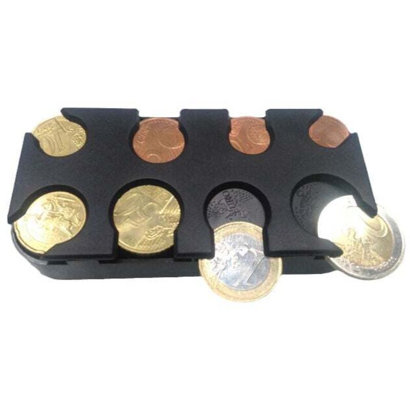 Mumu - Coin Organizer - Euro Storage Box with 8 Compartments - for Car Handbag - Black