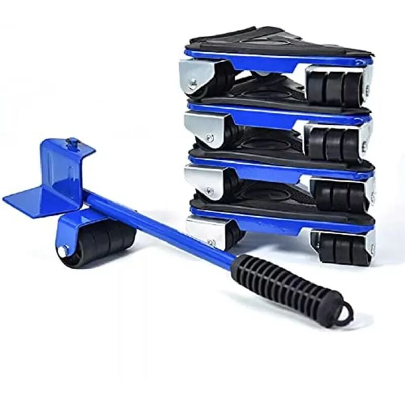 Coin roulants rouleur 360° x4,Leve Meubles Lourds,Chariot élévateur de meubles 5 pcs,Chariot de Transport Charge 300kg,Bleu