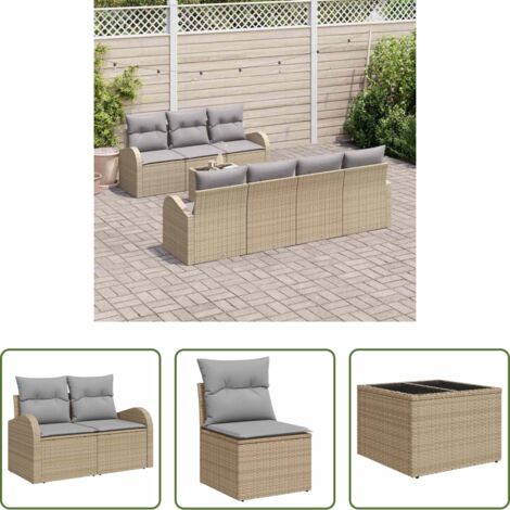 Coin salon extérieur -  Ensemble de canapé de jardin avec coussin 8 pcs Beige et gris