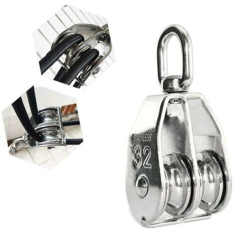Coinceur, poulie, descendeur,Poulie en acier inoxydable, double poulie m32, poulie pivotante 304