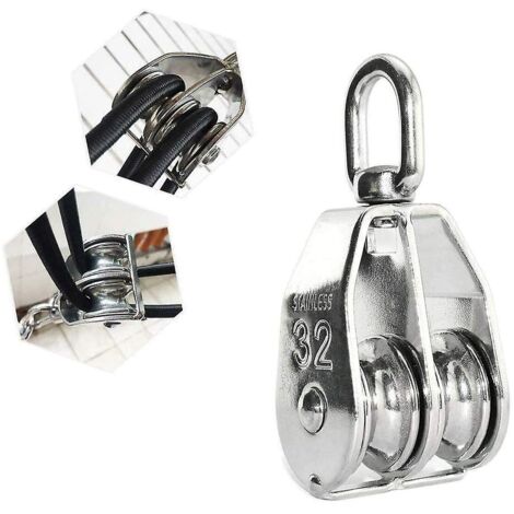 Coinceur, poulie, descendeur,Poulie en acier inoxydable, double poulie m32, poulie pivotante 304
