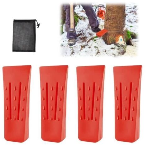 Coins de Abattage de Arbres, 4 pcs Cales d'coupe avec Pointes, Kit de Coins de Descente avec Poche, en Plastique ABS, Forestiers,