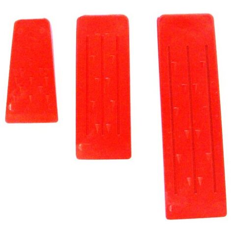 COINS – Lot de 3 coins d'abattage en plastique – Dimensions 140/190/270 mm – Pour coupe précise du bois dur – Tecomec