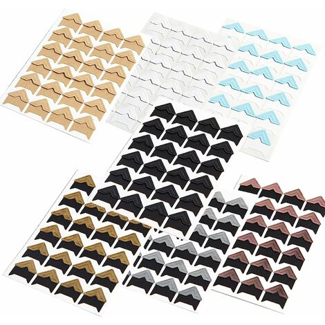 Coins Photo Autocollants Coins Photo Autocollants Papier Coins Photo Autocollants pour DIY Scrapbooking, Album Photo, Décoration de Journal, Organisateur Personnel, Carnet (7 Feuilles, 7 Couleurs)