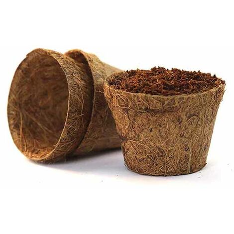 Coir Pots - Pack of 10 - Fibre/Latex - H8 cm