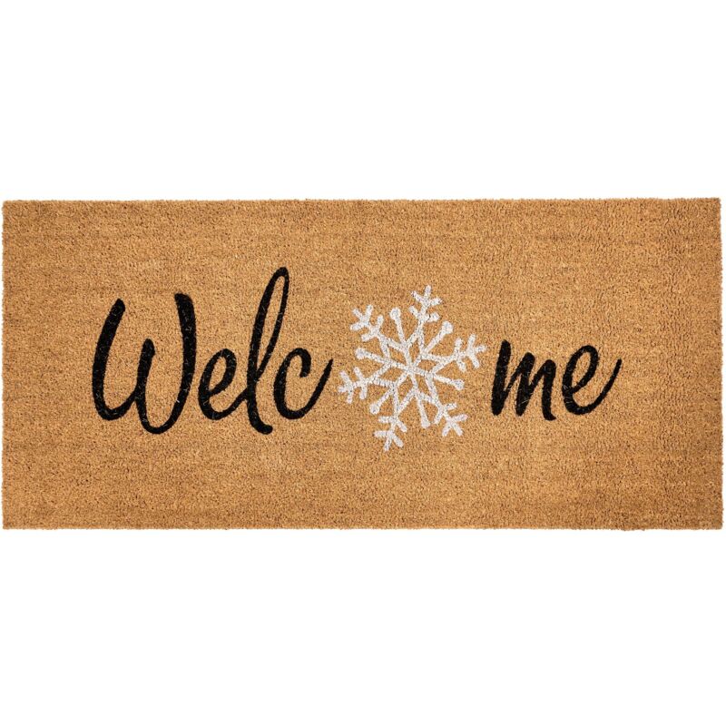 Beliani Doormat Balanacan Natural 55 X 120 Cm Christmas Motif Coir
