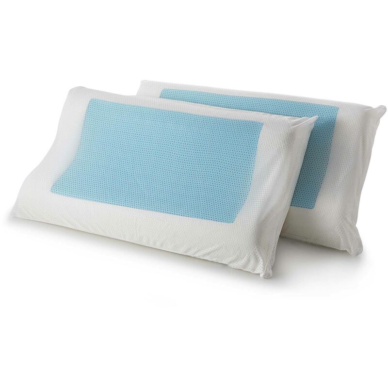 

Cojín 4Seasons de Memory Foam y Gel de Hielo Térmico Made in Italy Antiácaros e Hipoalergénico Wave 42X72X11 CM Set 2 PCS, Blanco, Individual