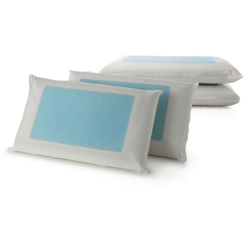 

Cojín 4Seasons de Memory Foam y Gel de Hielo Térmico Made in Italy JABÓN Antiácaros e Hipoalergénico 42X72X11 CM Set 4 PCS, Blanco, Doble