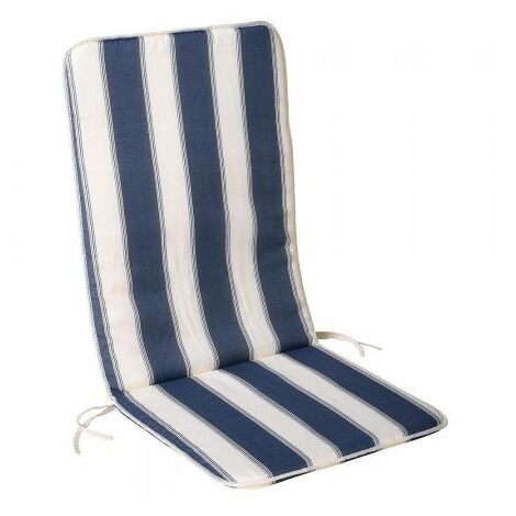 Cojin azul / blanco silla reclinable 110x48x2,5 cm.
