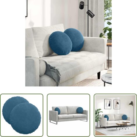 Cojín azul -  Cojines para asiento 2 pcs Azul Ø 40 x 13 cm Terciopelo