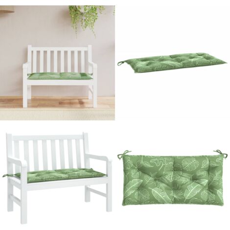 Cojín banco de jardín tela Oxford estampado hojas 100x50x7 cm - Cojín de exterior - Cojín de patio
