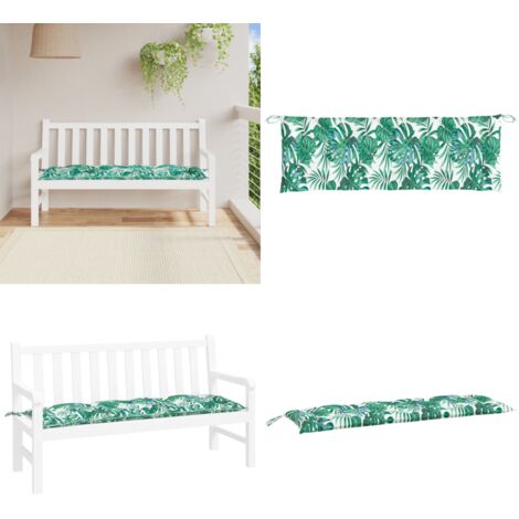 Cojín banco de jardín tela Oxford estampado hojas 150x50x7 cm - Cojín de exterior - Cojín de jardín con estampado