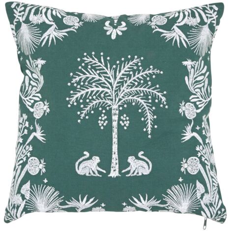 Cojín bordado The palm resort 45x45cm verde - Atmosphera créateur d'intérieur