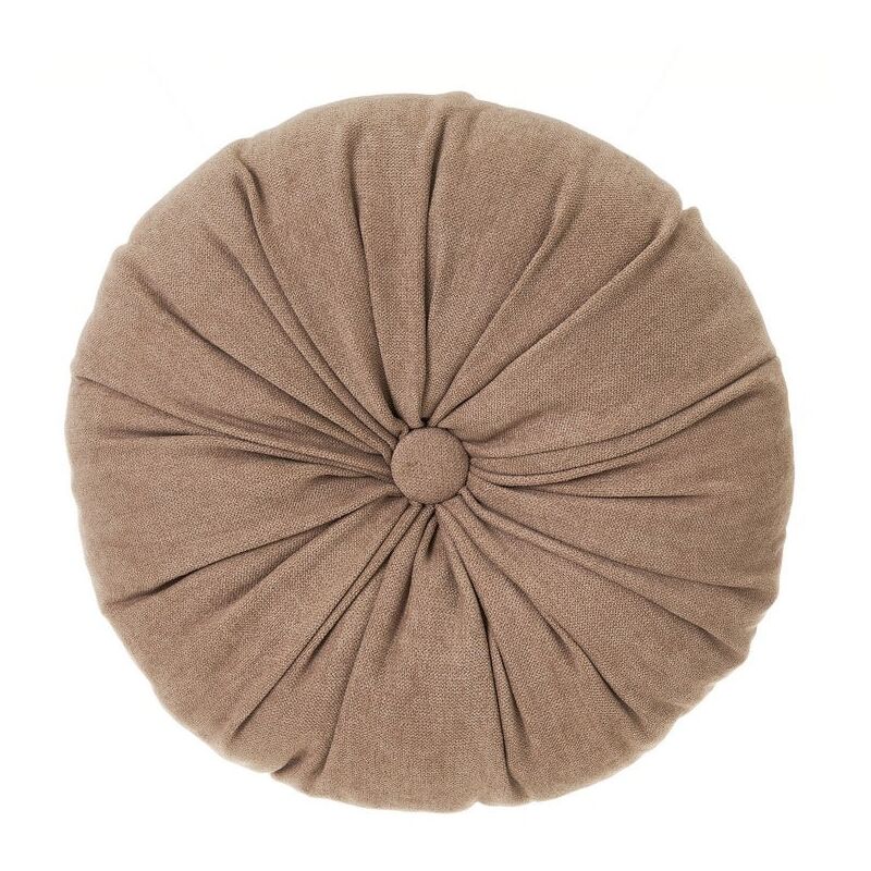 

Lolahome - Cojín capitoné redondo marrón de tela de Ø 38 cm