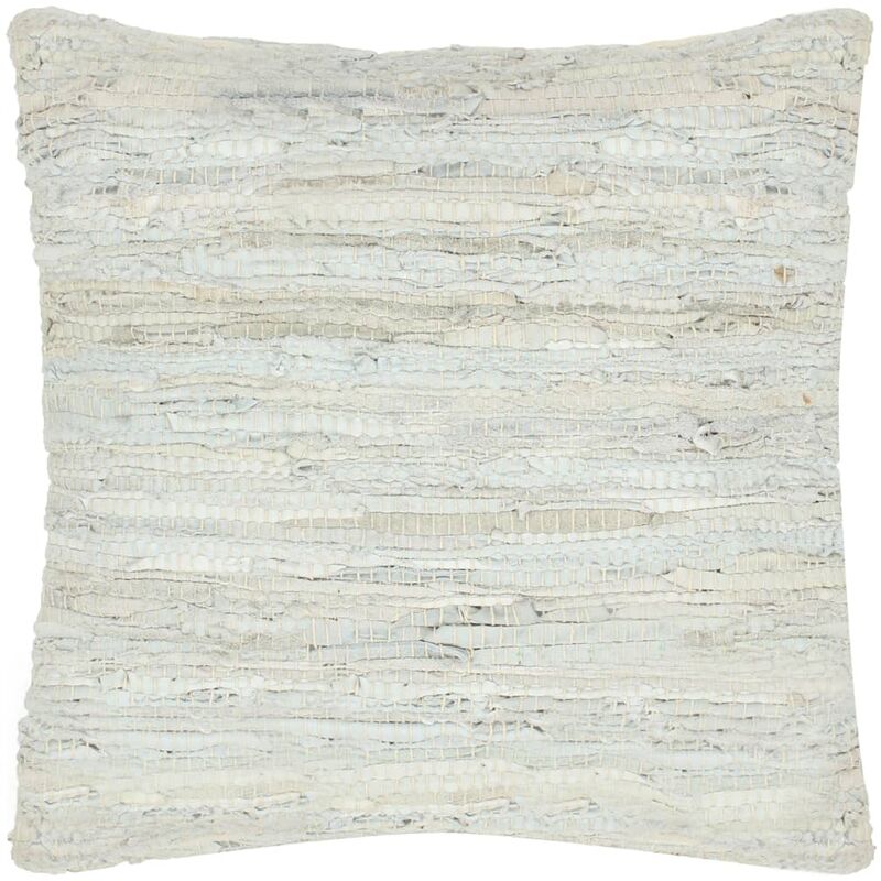 

Cojín Chindi de cuero y algodón gris claro 60x60 cm