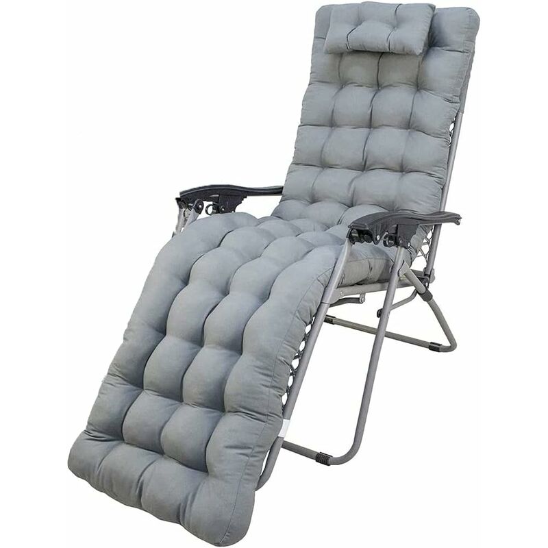 

Cojín cómodo, antideslizante y suave para tumbonas de interior y exterior. Tamaño: 180x50x10cm. (Gris)