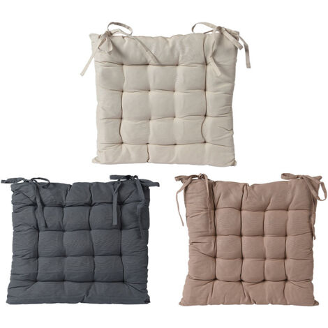 Cojín cómodo silla 40x40x6cm - Material 100% Reciclado - Tirantes de fijación - 3 Colores Variado