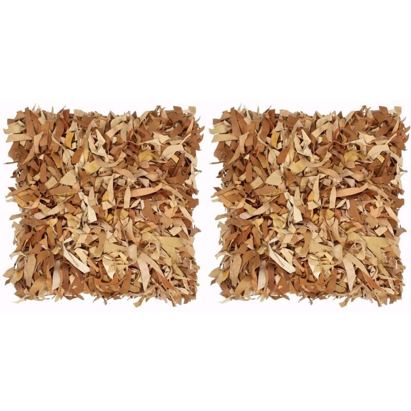 

vidaXL Cojines con flecos 2 uds cuero y algodón color marrón 45x45 cm - Marrón