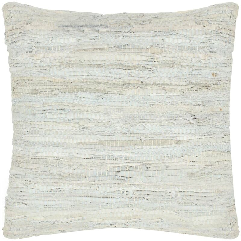 

vidaXL Cojín Chindi de cuero y algodón gris claro 60x60 cm - Gris