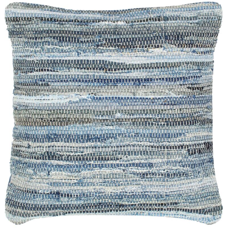 

vidaXL Cojín Chindi vaquero algodón azul 60x60 cm - Azul